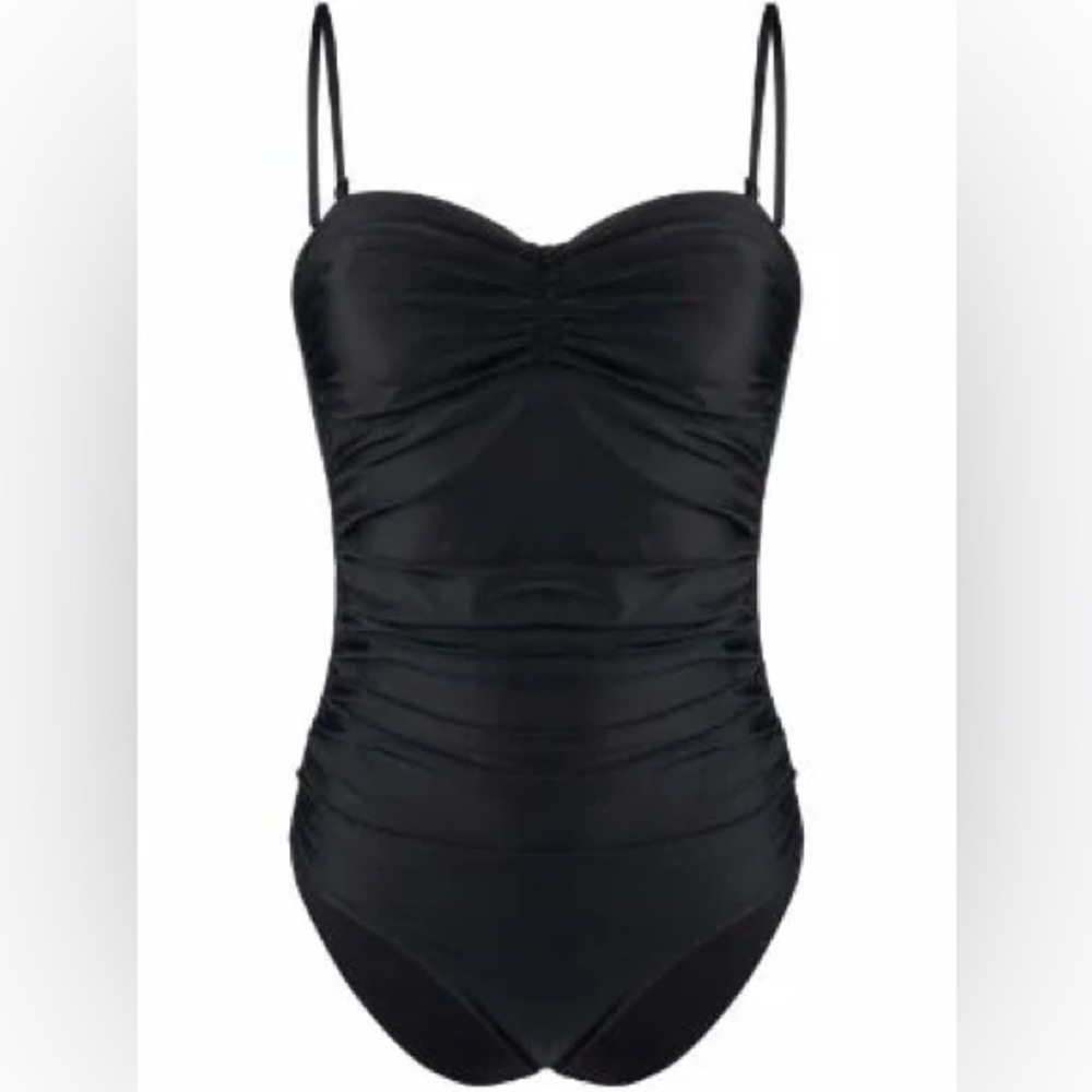 GANNI Black Ruched One-Piece Swimsuit